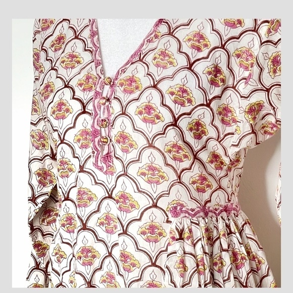 Roller Rabbit Cotton Dress Long Sleeve Relaxed Baby Doll Fit Button Bodice XXS - Picture 6 of 10